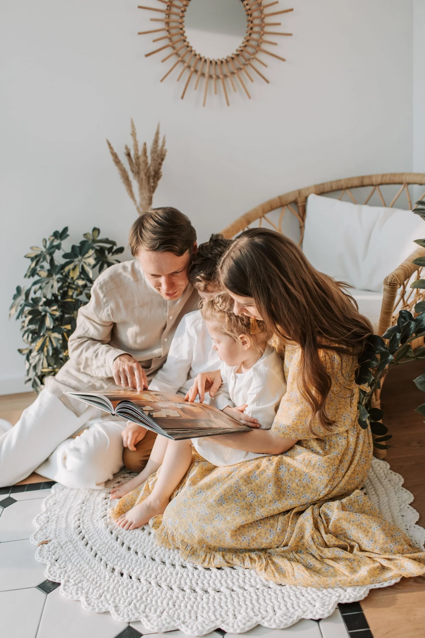 Family reading together
